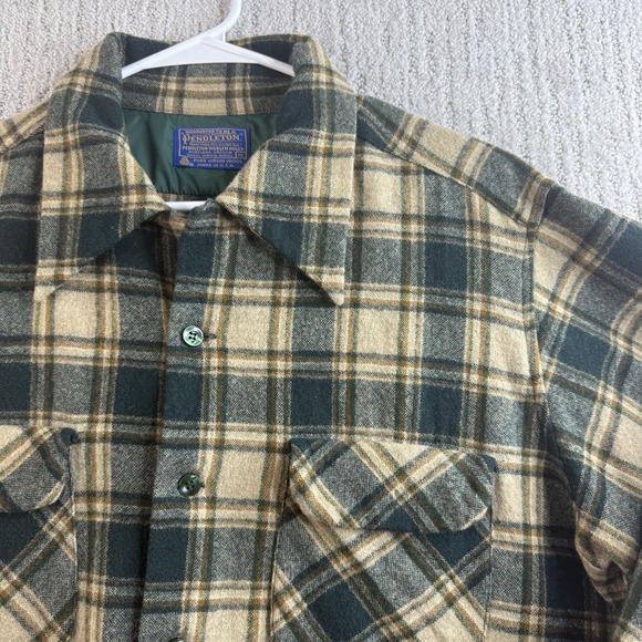 Pendleton Other - Vintage Pendleton Wool Board Flannel Plaid Loop Collar Flap Pockets Men's XL